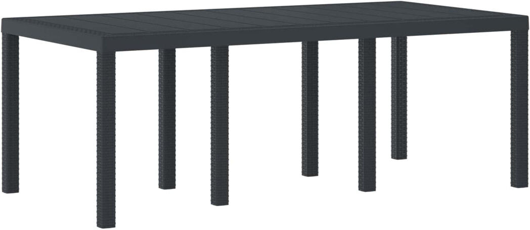 Latitude Run Garden Table Poly Rattan Anthracite 73cm H x 200cm W x 100cm D
