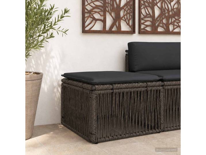 vidaXL Fußhocker Grau Poly-Rattan