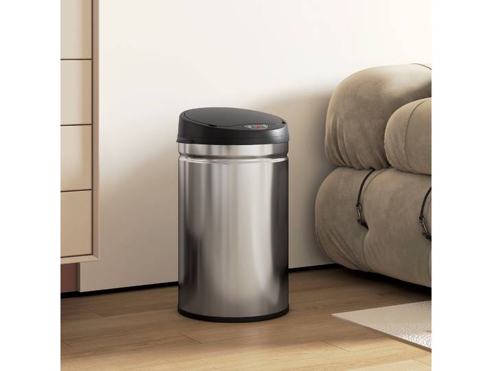 HOMCOM Poubelle Automatique 30L Inox Argent Capteur Infrarouge