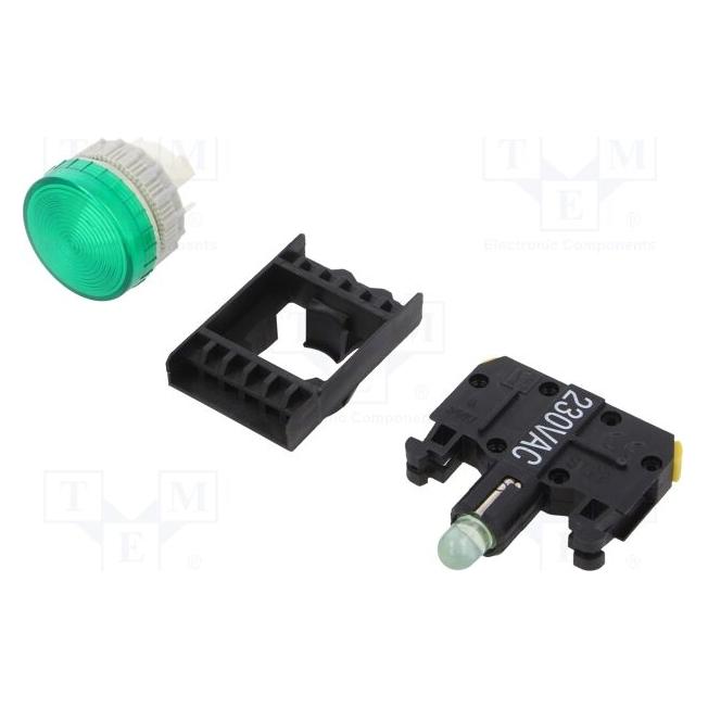Spamel Signalinė lemputė 22 mm žalias 230V AC LED (ST22-LZ-230-LEDAC) (ST22-LZ-230-LEDAC)