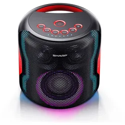 Sharp PS921BK Bluetooth Party Lautsprecher tragbar 130W mit 14h Akku, LED Beleuchtung & IPX5 Schutz