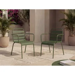 Gartensessel stapelbar 2er-Set - Metall - Khaki - MIRMANDE von MYLIA