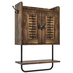 Relaxdays Hängeschrank mit Handtuchhalter Braun,Schwarz