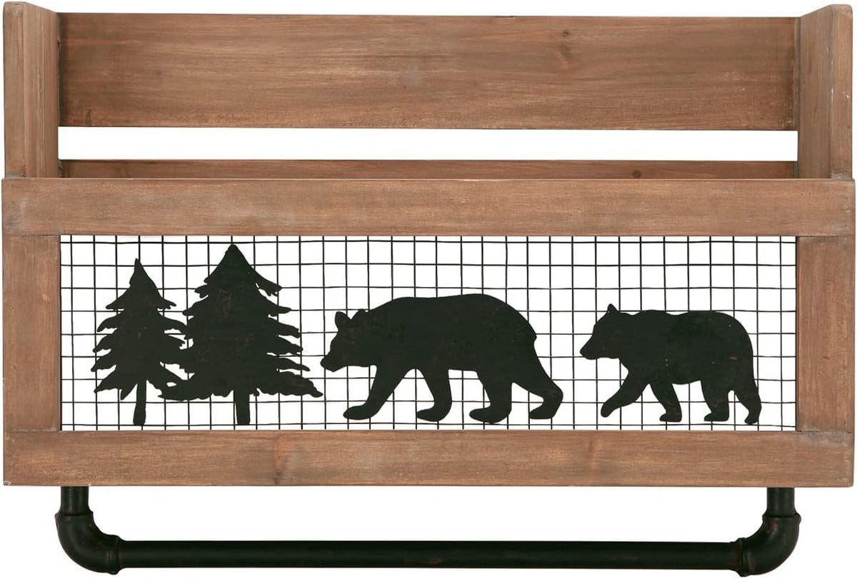 Rustieke Houten Wandladder met Handdoekrek en Plank voor Badkamer, Keuken of Woonkamer
