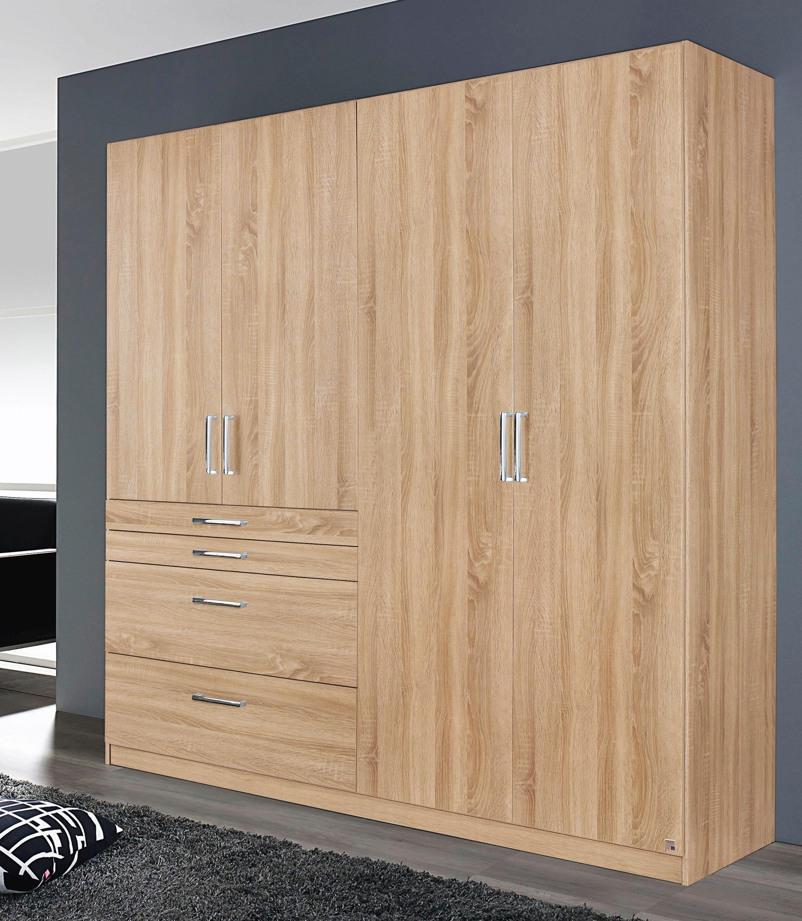 Kleiderschrank RAUCH "Harburg Drehtürenschrank Schlafzimmerschrank mit viel Stauraum", braun (struktureichefarben hell), B:181cm H:197cm T:54cm, Holzwerkstoff, Schränke, Kleiderschrank, oberste Schublade mit praktischer Facheinteilung MADE IN GERMANY