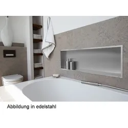 ESS BOX 10 Wandnische 90x30x10 cm Edelstahl gebürstet mit LED-Beleuchtung, inkl. Rohbauset, BOX-90x3 BOX-90x30x10-L