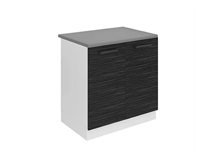 Belini Spülenschrank SDZ 80 cm, mit Arbeitsplatte, Königliches Ebenholz Unterschrank Küche, Spülenunterschrank, Küchenunterschrank Breite, mit 2 Türen