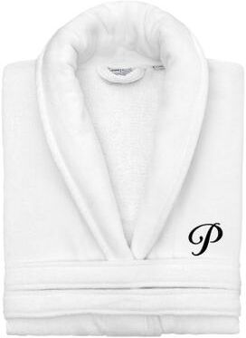 Authentic Hotel and Spa 100% Turkish Cotton Personalized Unisex Anovia Velour Bathrobe - Black Script Font