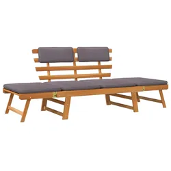 Helloshop26 - 190 cm Chaiselongue mit 2-in-1-Kissen massives Akazienholz 02_0011866