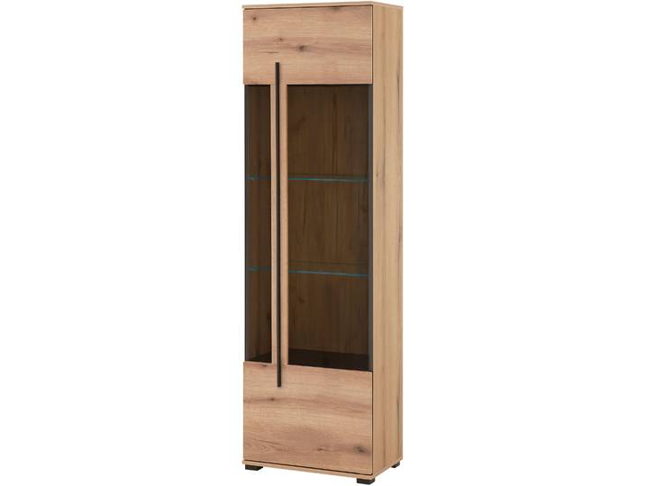 Vitrine HOME AFFAIRE Cantara, Vitrinenschrank in Eiche Evoke, Weiss o Kaschmir, Standvitrine , braun (eiche evoke), B:60cm H:200cm T:37cm, Holzwerkstoff, Schränke, Vitrine, schwarzer Stangengriff, ausreichend Stauraum, vielseitig einsetzbar