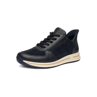 Slip-On Sneaker ARA "OSAKA", Damen, Gr. 6, atmungsaktiv, blau, Glattleder, Veloursleder, unifarben, Schuhe, Freizeitschuh, Slipper mit elastischen Schnürsenkeln