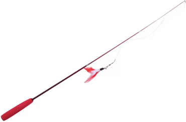 Inspire Curations Extendable Feather Chase Wand Cat Teaser Wand For Interactive Play & Exercise red