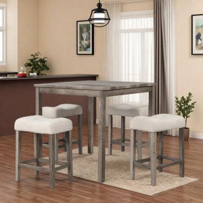 ZWYO HOSIMU 5-Piece Transitional Counter Height Dining Set with 36-inch Square Table and 4 Tufted Upholstered Stools for Kitchen