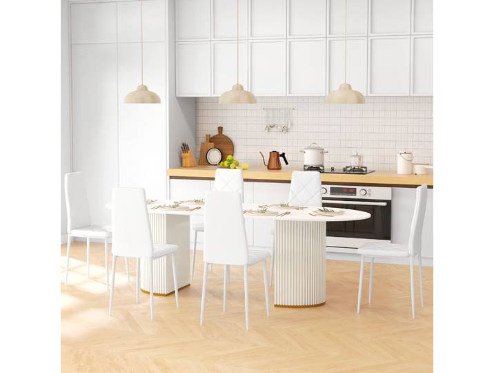 HOMCOM Set 6 Chaises Modernes Similicuir Blanc Dossier Haut