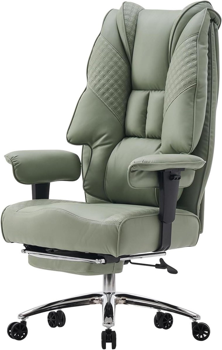 Ergonomische Bureaustoel Luxe Lichtgroen met XXL Zitting en Pocketvering