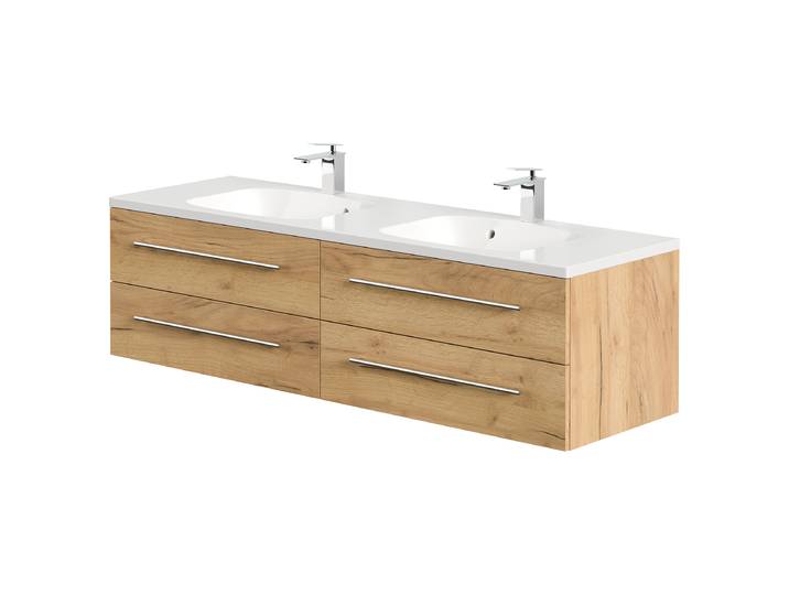 home24 Dubbele wastafel Geant 160cm hout/eikenhouten look
