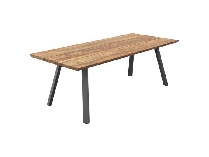 OUTLIV. Negara Gartentisch 220x100cm Edelstahl/Teak recycelt Schweizer Kante Dunkelgrau