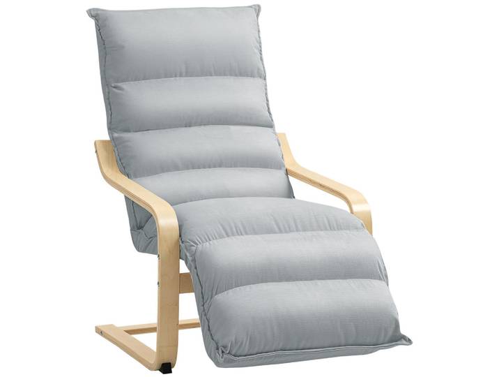 Homcom Relaxssessel Sessel mit Verstellbar Fußteil, Armlehne für Wohnzimmer, Hellgrau, Kunststoff, 67x105x114 cm, Wohnzimmer, Sessel