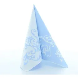 Mank Serviette Airlaid Pomp in Pastellblau-Weiß, 40 x 40 cm, 50 Stück - Ornamente Taufe Hochzeit