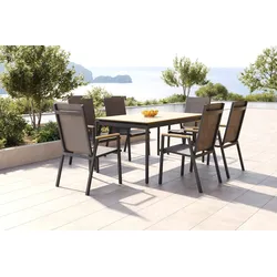 OUTFLEXX Glasgow Garten-Essgruppe, 6 Personen, 150cm, Alu/Holzimitat