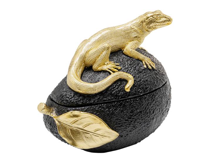 Boîte de rangement avocat lézard 17 x 15 x 11cm Doré/Noir/Noir