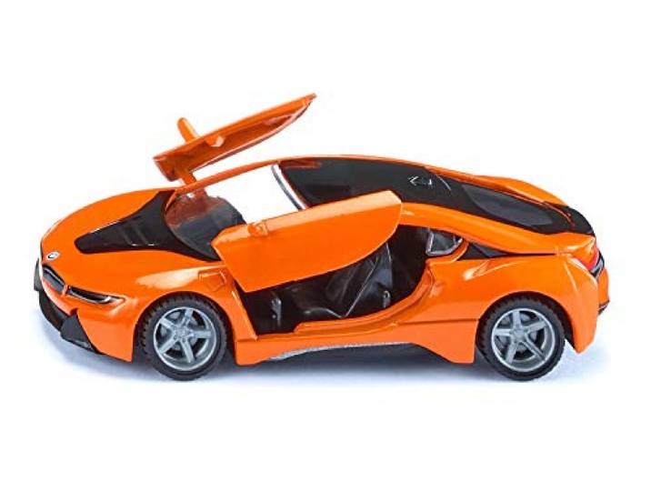 Siku 2348, BMW i8 LCI, Orange/Schwarz, Metall/Kunststoff, 1:50, Öffenbare Türen, Abnehmbare Reifen