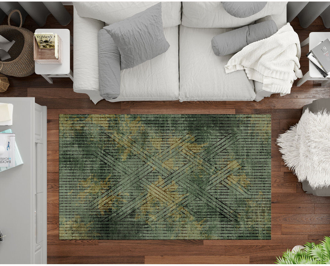 Rio Tavarozzi Rectangle Geometric Area Rug Green/Yellow Rectangle 200 x 300cm