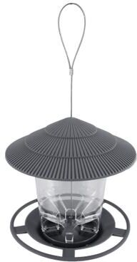 Evergreen Home Goods Automatic Bird Feeder, Hanging Outdoor Feeder With Multiple Hole Dispenser, Foot Activated Food Container Holder gray