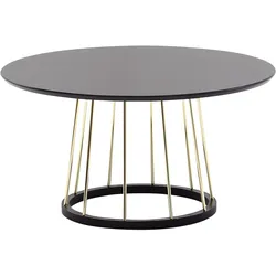 COUCHTISCH Schwarz Gold, Metall mit großer Ablagefläche, elegantes Design