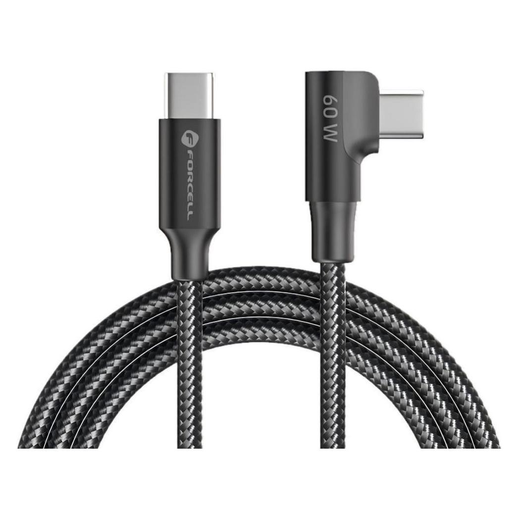 Forcell Cable Cable USB C to USB C F-Energy QC4.0 PD 5A 100W Cafule 90° 2 m CC-1Deg black (2 m, 100 W) (FORCELL)