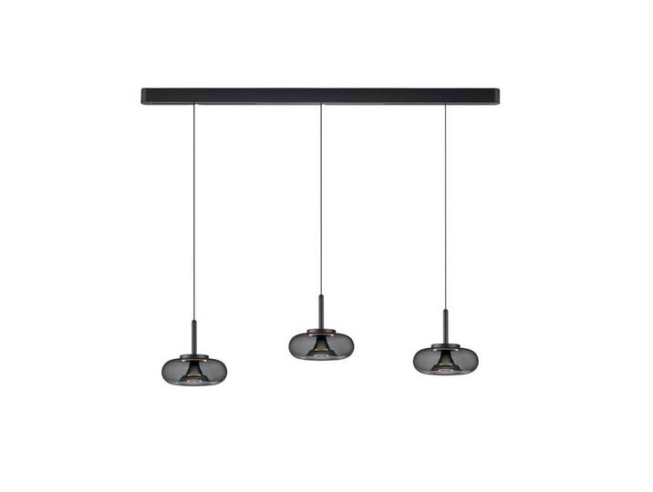 Helestra Led-Hängeleuchte Sica, Schwarz, Metall, Glas, rund, 210 cm, Lampen & Leuchten, Innenbeleuchtung, Hängeleuchten, Pendelleuchten