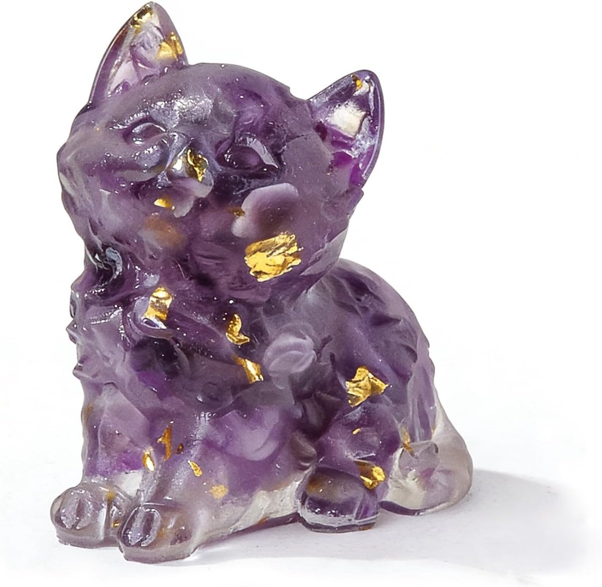 Dailygoods Amethist Kattenfiguur van Kristal voor Decoratie
