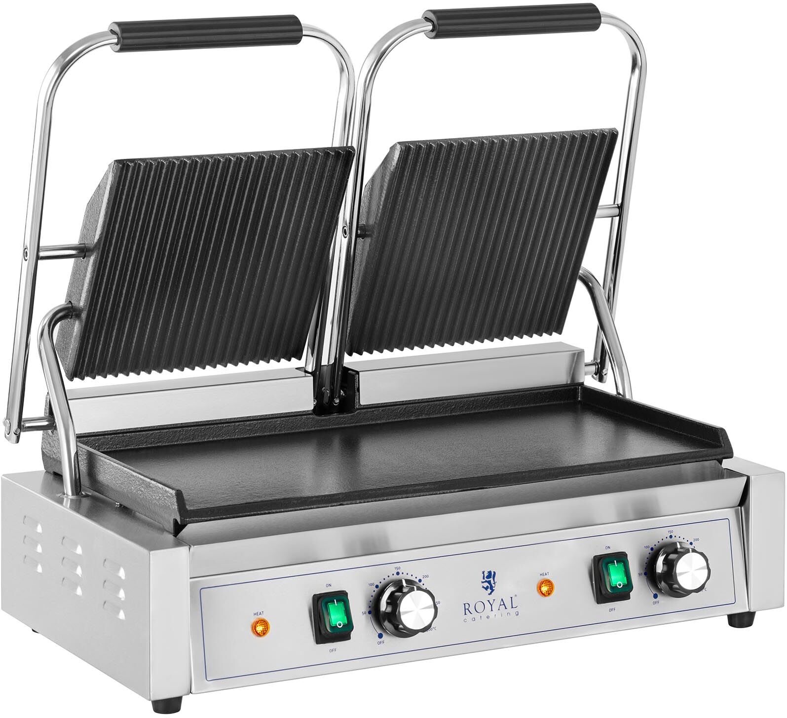 Doppel-Kontaktgrill - geriffelt + glatt - Royal Catering - 3600 W