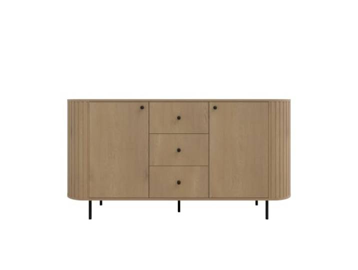Margaret Hadas24 Olivia Kommode 165 cm Eiche Cremona Moderne Sideboard Kommode mit 2 Türen, 3 Schubladen und geriffeltem Design