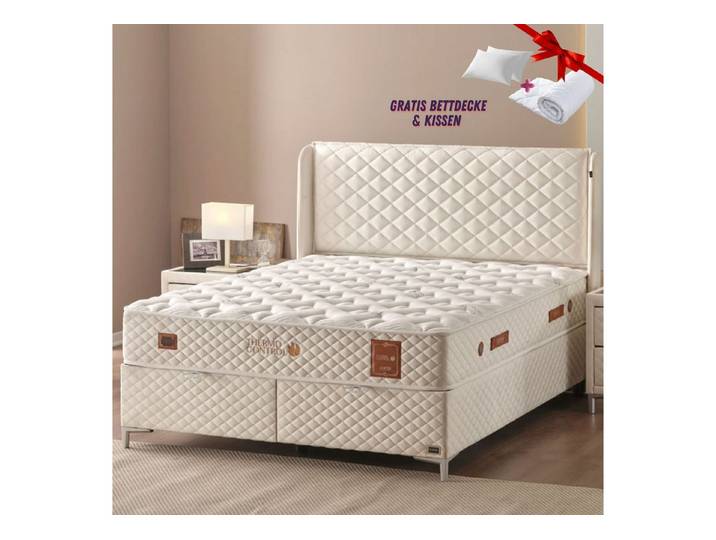 Bambi Boxspringbett mit Taschenfederkernmatratze Polsterbett Stauraumbett inkl. Lieferung (Set, 2 Bettkästen + Matratze + Kopfteil (Nachttisch optional), inkl. Lieferung