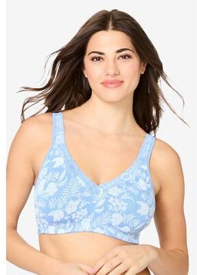 Plus Size Women's Cotton Comfort Wireless Bra by Catherines in Tropical Bloom (Size 46 A)