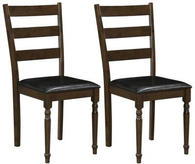 Costway Farmhouse PU Leather Upholstered Dining Chairs Set of 2-Brown