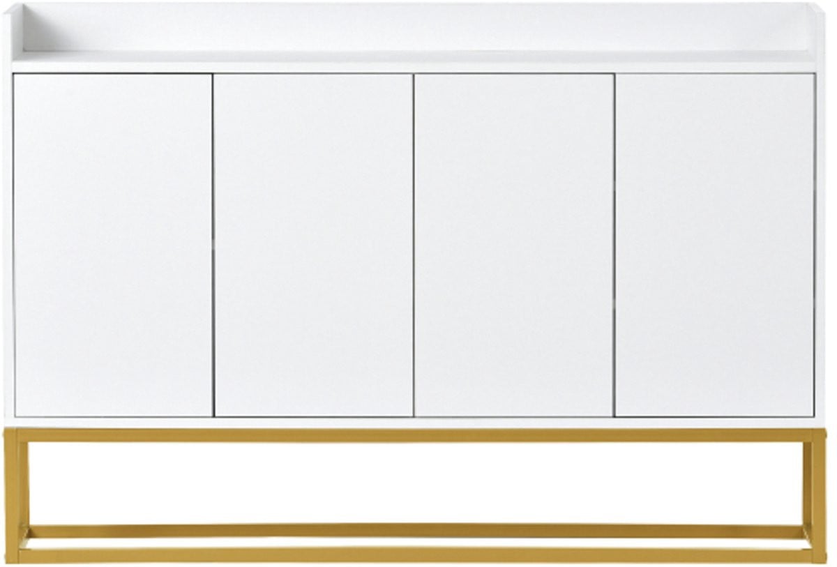 Modern minimalistisch 4-deurs dressoir greeploze buffetkast wit