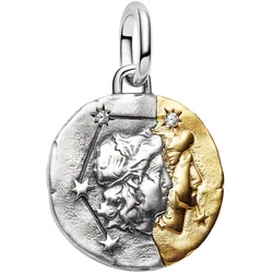 Pandora 764989C01 Medaillon-Charm Anhänger Zweifarbig Sternzeichen Zwilling
