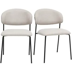 Stoffstühle in beige Samtoptik und schwarzem Metall (2er-Set) BENTA