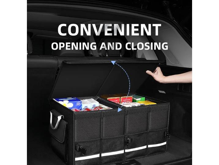 Boîte de rangement pour coffre de voiture, boîte de rangement et de finition pliante de grande capacité, boîte de rangement arrière en tissu Oxford