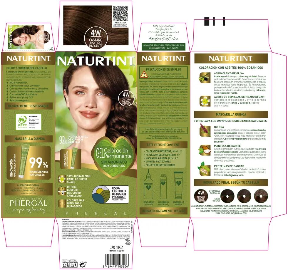 Naturtint Ammonia-free hair dye 170 ml 4W-Radiant Dark Chestnut