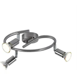 Deckenleuchte Deckenlampe Deckenstrahler Wohnzimmerlampe Schlafzimmerleuchte Flurlampe, Metall silber, 3 Flammig Spots beweglich, LED, DxH 25x15 cm