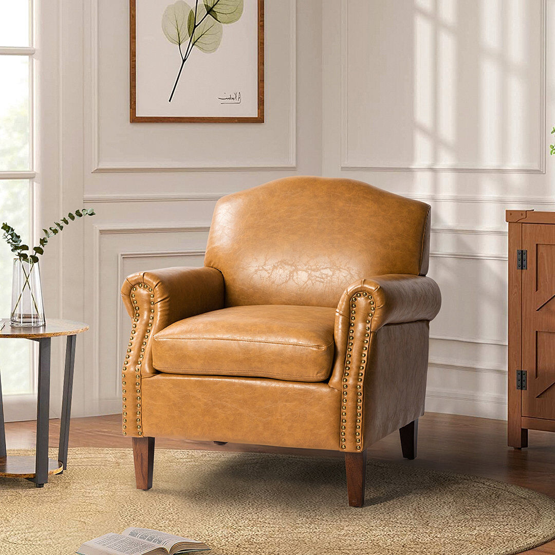 Ophelia & Co. Farleigh Faux Leather Armchair Camel 85.1cm H X 78.7cm W X 78.7cm D