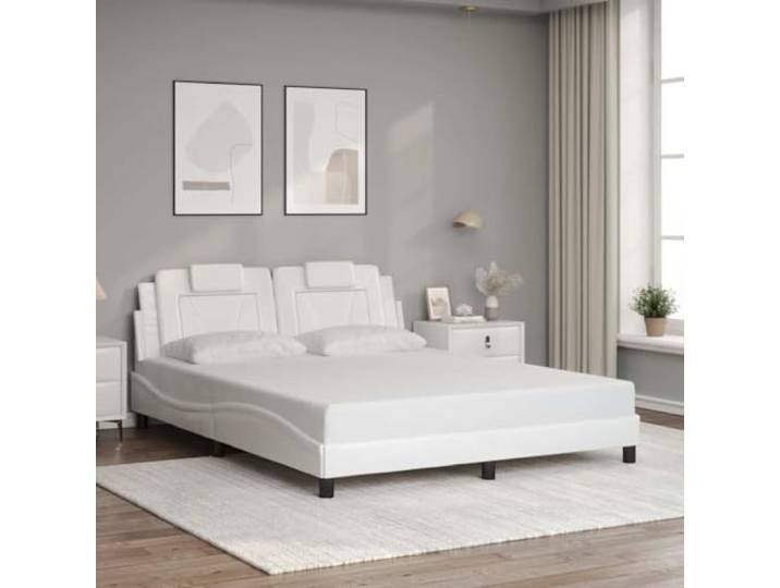 Stabil Holz Metall Modernes Design Bettgestell Weiß 70 x 140 cm Kinderbettgestell mit Kopfteil Weiss 70 x 140 cm PU Stauraum Lattenrost Stabil Modern Kinderbett fuer Schlafzimmer