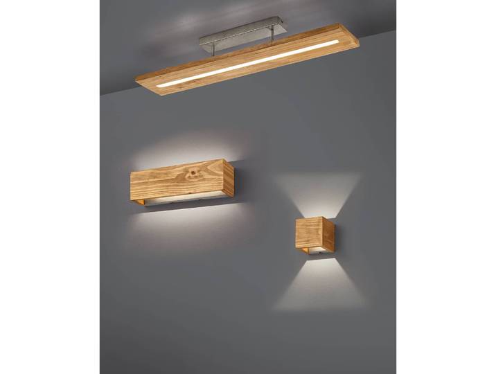 LED-Wandleuchte Brad II 37 x 11 x 11cm Braun Oberfläche Holz: Geölt LED LED-Platine