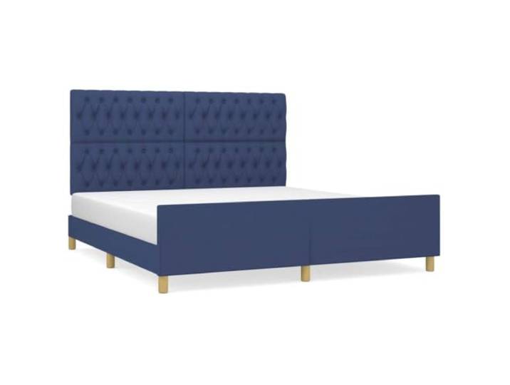 PUGYNBK Bettgestell mit Kopfteil, blau, 180 x 200 cm Verstellbares Kopfteil, robuste Beine, Holzlatten, atmungsaktiv und langlebig