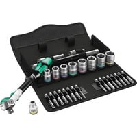8100 SB 9 Zyklop Speed-Knarrensatz, zöllig, 3/8", Werkzeug-Set schwarz/grün, 29-teilig, Speed-Knarre mit schwenkbarem Kopf