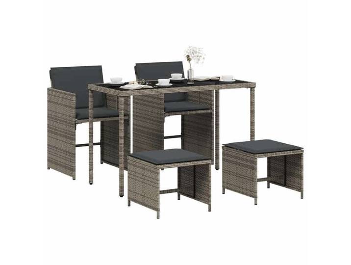 BESTLIFE Ensemble à manger de jardin 5 pcs coussins gris résine tressée avec manuel de montage（99668514）VIDAXL