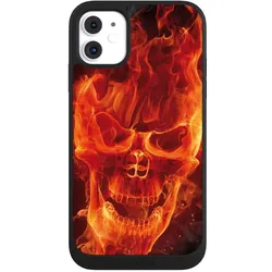 Nivocase Handyhülle für Apple iPhone 11 Hülle NIVOpure Case Schwarz Feuer Schädel Totenkopf (Apple iPhone 11), Smartphone Hülle, Schwarz